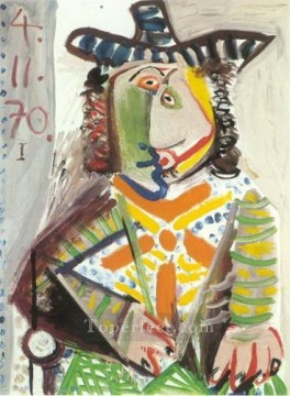 Buste d homme au chapeau 1970 Cubismo Pinturas al óleo